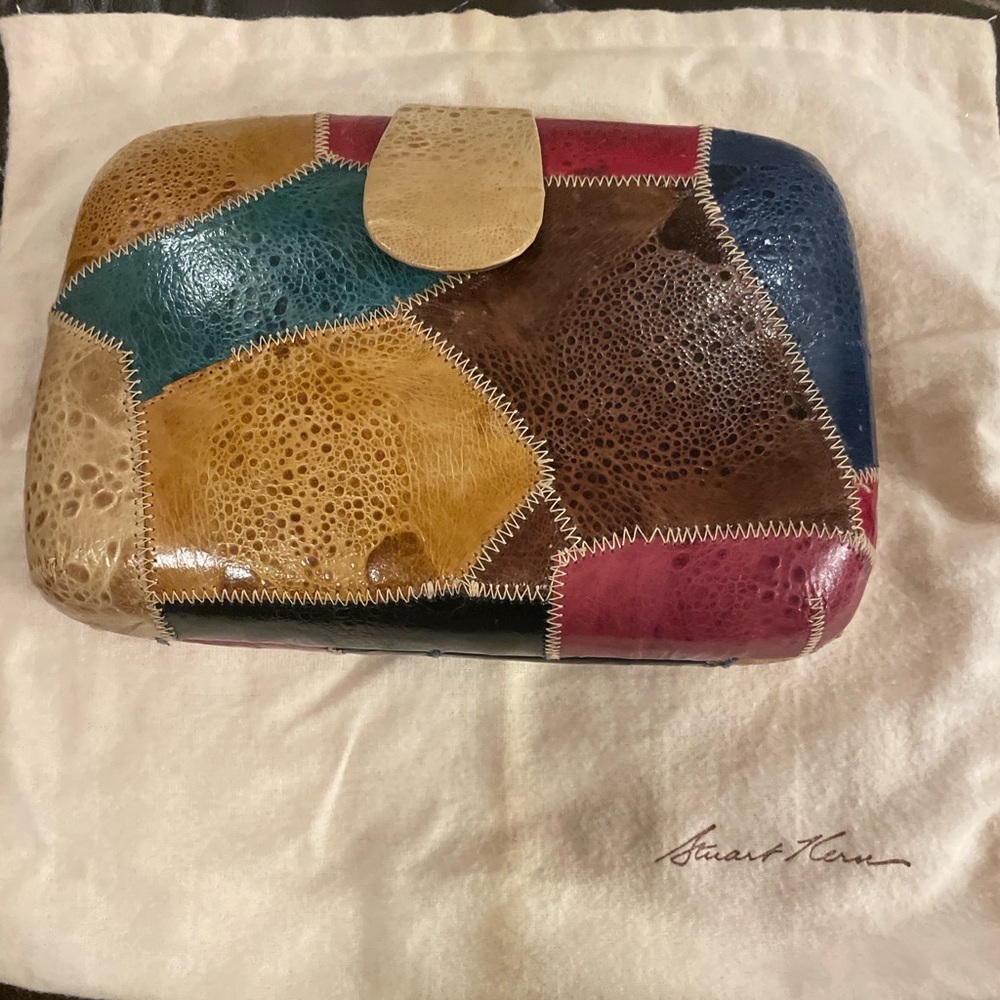 Vintage Stuart Kern Patchwork Leather Clutch Crossbody Bag
